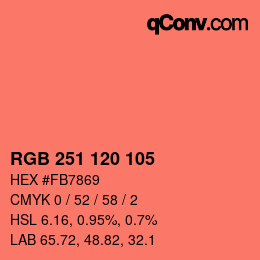 カラーコード: RGB 251 120 105 | qconv.com