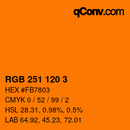 カラーコード: RGB 251 120 3 | qconv.com