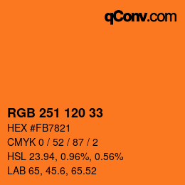 カラーコード: RGB 251 120 33 | qconv.com