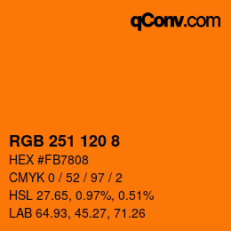 Farbcode: RGB 251 120 8 | qconv.com