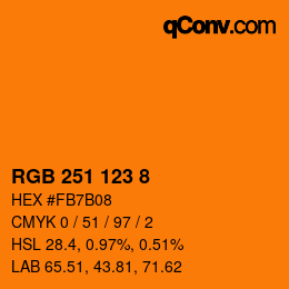 カラーコード: RGB 251 123 8 | qconv.com