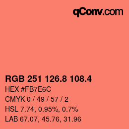 カラーコード: RGB 251 126.8 108.4 | qconv.com