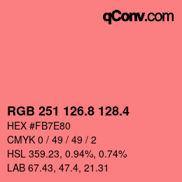 カラーコード: RGB 251 126.8 128.4 | qconv.com