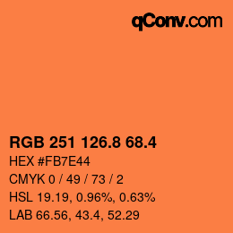 カラーコード: RGB 251 126.8 68.4 | qconv.com