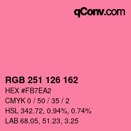 カラーコード: RGB 251 126 162 | qconv.com