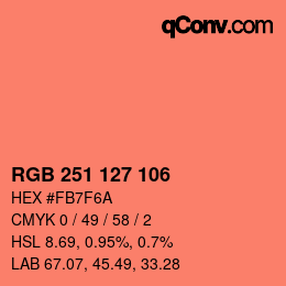 Color code: RGB 251 127 106 | qconv.com
