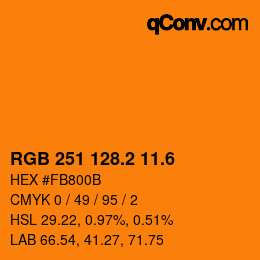 カラーコード: RGB 251 128.2 11.6 | qconv.com