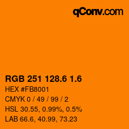 カラーコード: RGB 251 128.6 1.6 | qconv.com