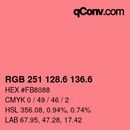 カラーコード: RGB 251 128.6 136.6 | qconv.com
