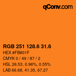 カラーコード: RGB 251 128.6 31.6 | qconv.com
