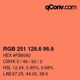 カラーコード: RGB 251 128.6 96.6 | qconv.com