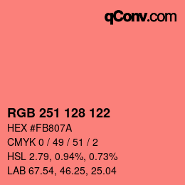 カラーコード: RGB 251 128 122 | qconv.com