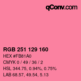 Color code: RGB 251 129 160 | qconv.com