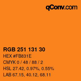 颜色代码: RGB 251 131 30 | qconv.com
