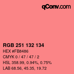 颜色代码: RGB 251 132 134 | qconv.com