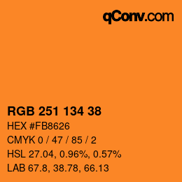 Color code: RGB 251 134 38 | qconv.com