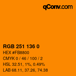 Color code: RGB 251 136 0 | qconv.com