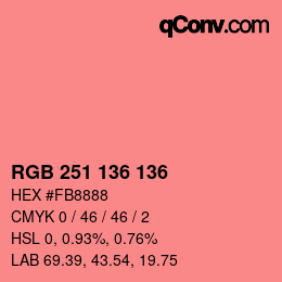 Color code: RGB 251 136 136 | qconv.com