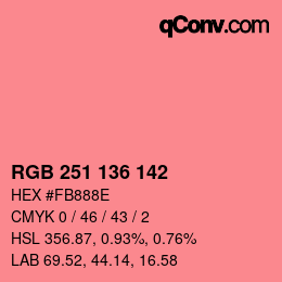 Color code: RGB 251 136 142 | qconv.com