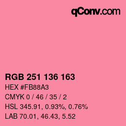 Color code: RGB 251 136 163 | qconv.com