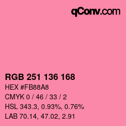 Color code: RGB 251 136 168 | qconv.com