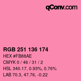 Color code: RGB 251 136 174 | qconv.com
