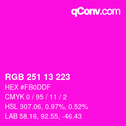 カラーコード: RGB 251 13 223 | qconv.com