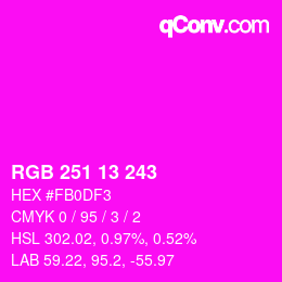 Color code: RGB 251 13 243 | qconv.com