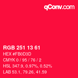 カラーコード: RGB 251 13 61 | qconv.com
