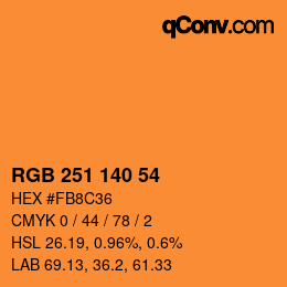 颜色代码: RGB 251 140 54 | qconv.com
