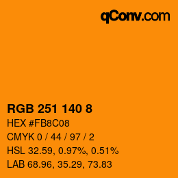 カラーコード: RGB 251 140 8 | qconv.com