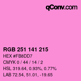 カラーコード: RGB 251 141 215 | qconv.com