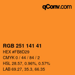 颜色代码: RGB 251 141 41 | qconv.com