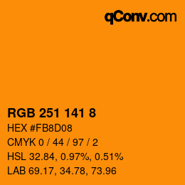 Color code: RGB 251 141 8 | qconv.com