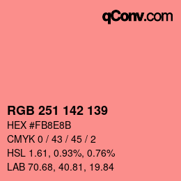Color code: RGB 251 142 139 | qconv.com