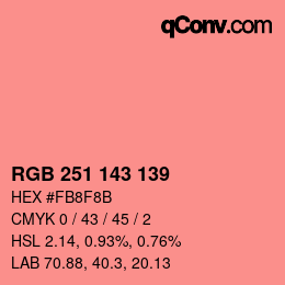 Color code: RGB 251 143 139 | qconv.com