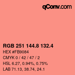 カラーコード: RGB 251 144.8 132.4 | qconv.com