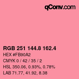 カラーコード: RGB 251 144.8 162.4 | qconv.com