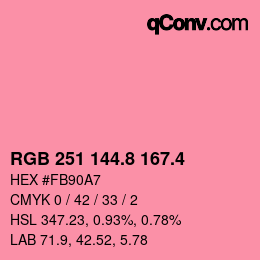 カラーコード: RGB 251 144.8 167.4 | qconv.com