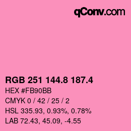 カラーコード: RGB 251 144.8 187.4 | qconv.com