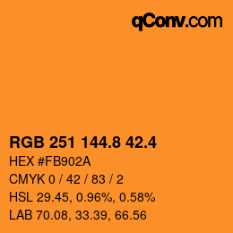 カラーコード: RGB 251 144.8 42.4 | qconv.com