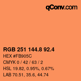 カラーコード: RGB 251 144.8 92.4 | qconv.com