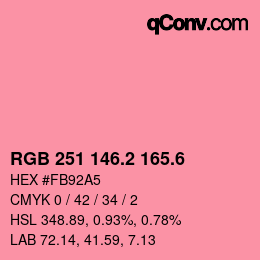 カラーコード: RGB 251 146.2 165.6 | qconv.com