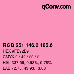 カラーコード: RGB 251 146.6 185.6 | qconv.com