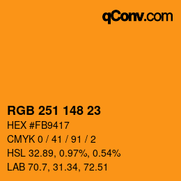 カラーコード: RGB 251 148 23 | qconv.com