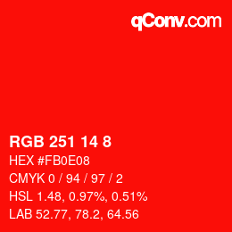 Color code: RGB 251 14 8 | qconv.com