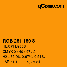 カラーコード: RGB 251 150 8 | qconv.com