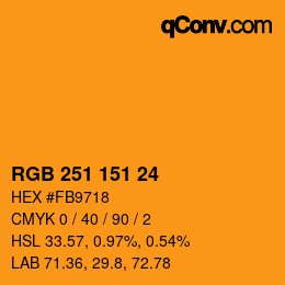カラーコード: RGB 251 151 24 | qconv.com