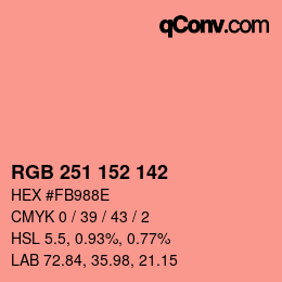 カラーコード: RGB 251 152 142 | qconv.com