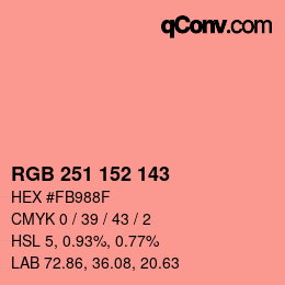 カラーコード: RGB 251 152 143 | qconv.com